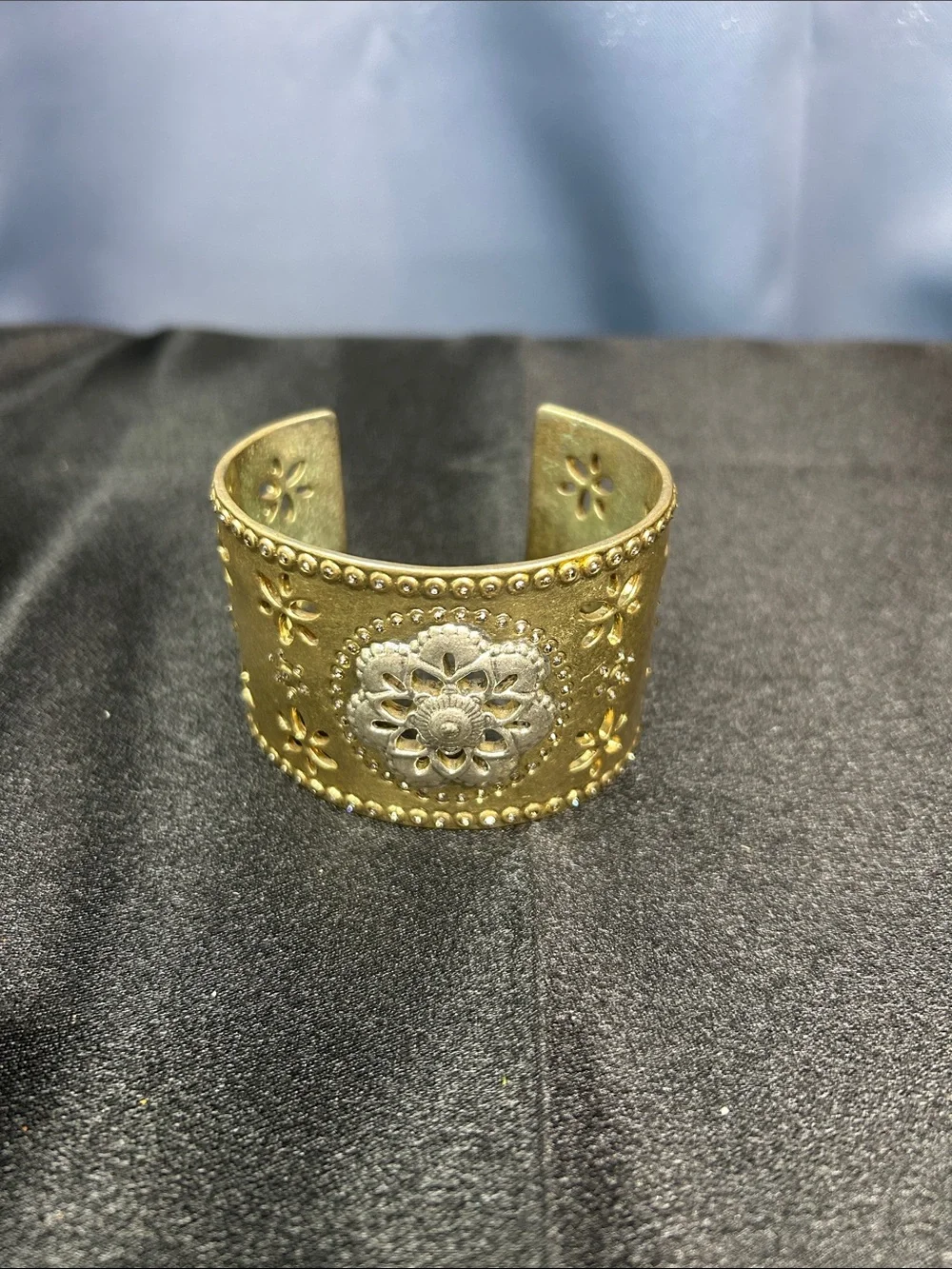 Lucky Brand Gold-Tone Floral Cuff Bracelet